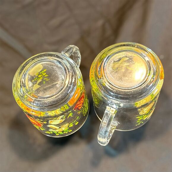 Vintage Arcoroc Spice of Life Glass Mugs, Set of 2, Mushrooms Retro Kitchen - Picture 12 of 12